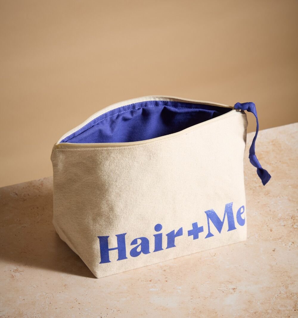 Canvas make-up bag printed with a beauty brand name
